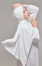 Shawl Plain White front drape view showing full length and premium Korean chiffon