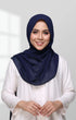 Semi Instant Shawl Blue Black front drape view showing full length and premium Korean chiffon