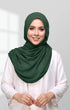 Semi Instant Shawl Plain Emerald Green front drape view showing full length and premium Korean chiffon