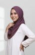 Semi Instant Shawl Dusty Magenta side view highlighting flowy edge and generous width
