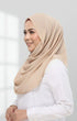 Semi Instant Shawl Nude side view highlighting flowy edge and generous width