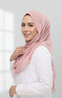 Semi Instant Shawl Rose Gold side view highlighting flowy edge and generous width