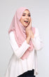 Woman wearing a Instant shawl plain Rose Gold flat lay showing overall size