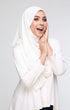 White Semi Instant Shawl Plain styling shot showing shawl on model