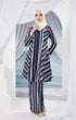Stylish view Liyana 2.0 Kebarung Linen Blue Black Stripe showing zip closure and back details