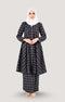 Model wearing Luna 3.0 Kebarung Linen Black Silver displaying overall drape and styling