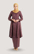 Model wearing Luna 3.0 Kebarung Linen Magenta displaying overall drape and styling