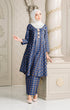 Model wearing Luna 3.0 Kebarung Linen Royal Blue displaying overall drape and styling