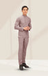 Detail view of Naufal Baju Melayu Cekak Musang Smokey Purple button and fabric finish