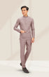 Naufal Baju Melayu Cekak Musang Smokey Purple side view highlighting pocket detail