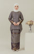 Front view C Luxe Kurung Kedah Navy Blue showing brocade kurung design and fit