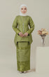 Front view C Luxe Kurung Kedah Olive showing brocade kurung design and fit