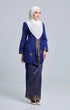Model wearing Seroja Kebaya Royal Blue Gold displaying overall styling and drape