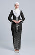 Model wearing Seroja Kebaya Black Silver displaying overall styling and drape