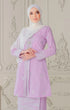 Model wearing Kebaya Lilac Purple Silver displaying overall styling and drape