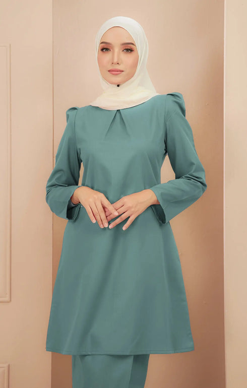 Dahlia Kurung Riau Plain | Dusty Green