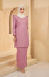 Kurung Moden Plain Dusty Pink styling shot showing long straight sleeves on model