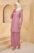 Kurung Moden Plain Dusty Pink side view on model highlighting slim‑fit silhouette