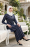 Fabric close-up Liyana 2.0 Kebarung Linen Blue Black Stripe D5-1 showing cotton linen texture and digital print