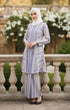 Front view Liyana 2.0 Kebarung Linen Dusty Purple Stripe showing classic kebarung design and slim fit