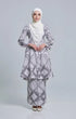 Front view Kebarung Black White showing pasley printed cotton design and standard fit