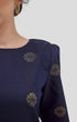 Riza 2.0 Kurung Moden Blue Black Gold fabric texture zoom