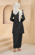 Kurung Riau Plain Black back view showing back zip and flowing kurung design