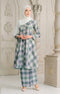 Front view Aruna Kebarung Linen Dusty Green Check D6-2 showing classic long kebarung design