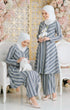 Liyana 2.0 Kebarung Linen Navy Blue Stripe D3‑2 showing cotton linen texture and stripe pattern