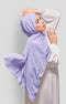 Woman wearing a Royal Satin Shawl Plain Hijab Lilac Purple front drape view showing full length and smooth satin fabric against a plain background