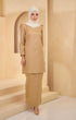 Kurung Moden Plain Khaki styling shot showing long straight sleeves on model
