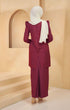 Kurung Moden Plain Maroon back view showing back zip and backside cut