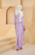 Kurung Moden Plain Dusty Purple back view showing back zip and backside cut
