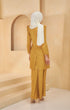 Kurung Moden Plain Mustard back view showing back zip and backside cut with plain Instant shawl pearl white