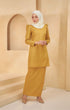 Kurung Moden Plain Mustard flat lay showing full kurung shape and plain design