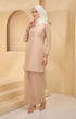 Kurung Moden Plain Nude side view on model highlighting slim‑fit silhouette