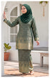 Kurung Moden Emerald Green side view showing regular fit with structured shoulder pad